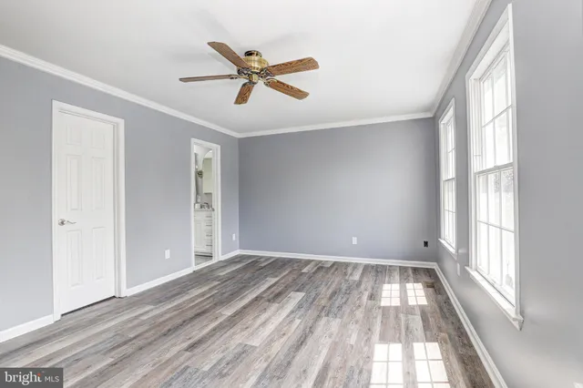 a view of an empty walk in closet