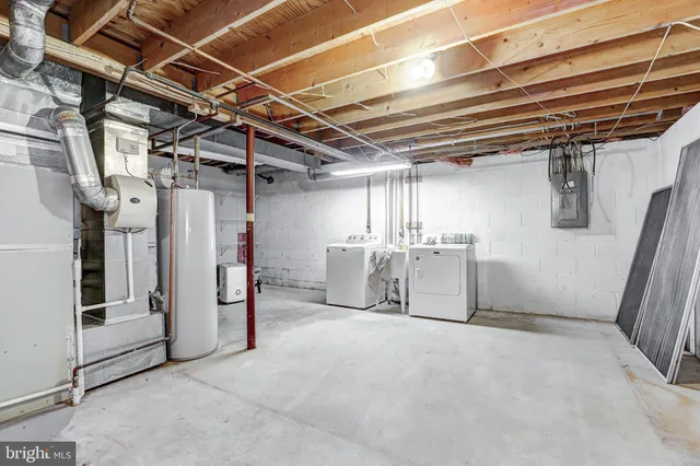 an empty room with a bathroom