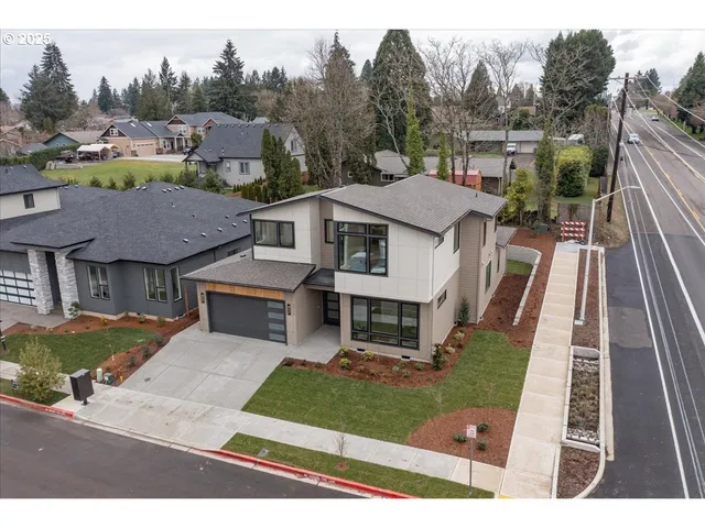 an aerial view of a house