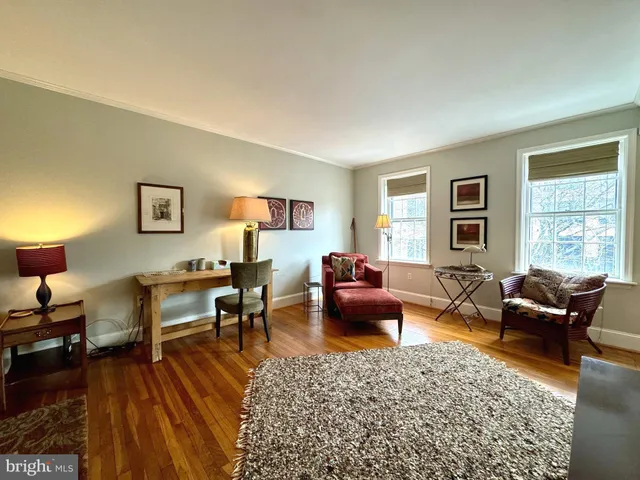 a living room with furniture rug and window