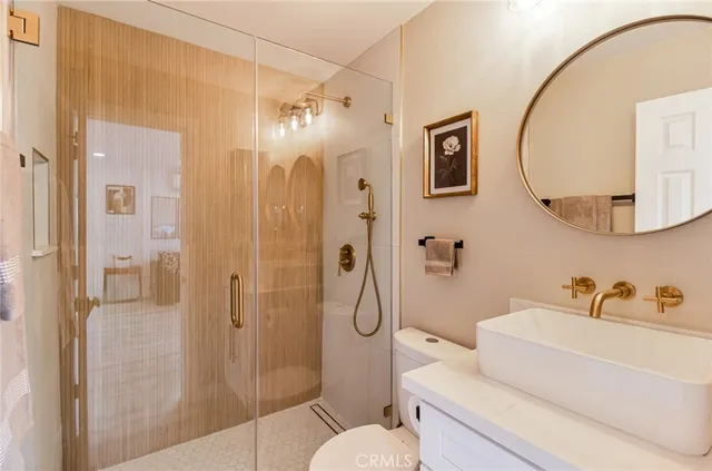 a bathroom with shower