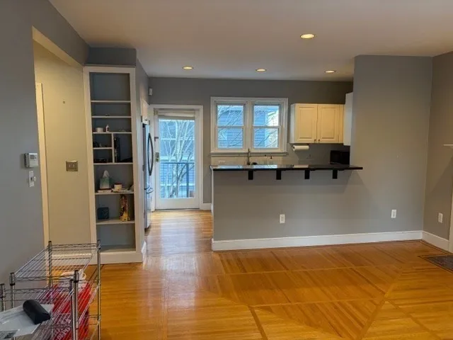 a view of kitchen with windows