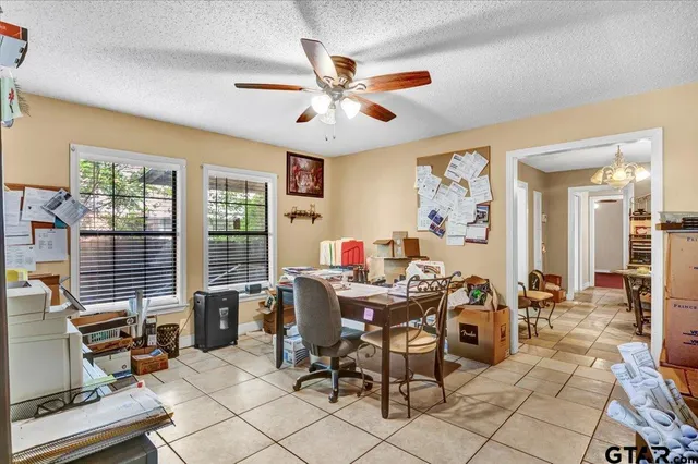 a workspace with furniture