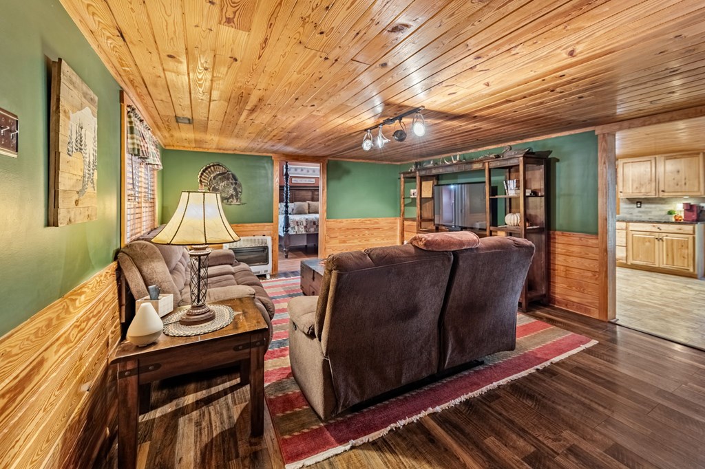134 Ebenezer Road Ellijay, GA 30536 - Photo 21 of 85 Living room with pine ceilings and chair rail