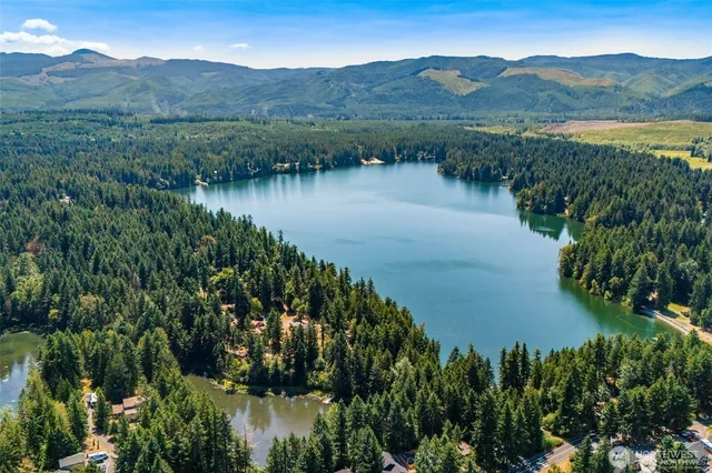 a view of lake with mountain
