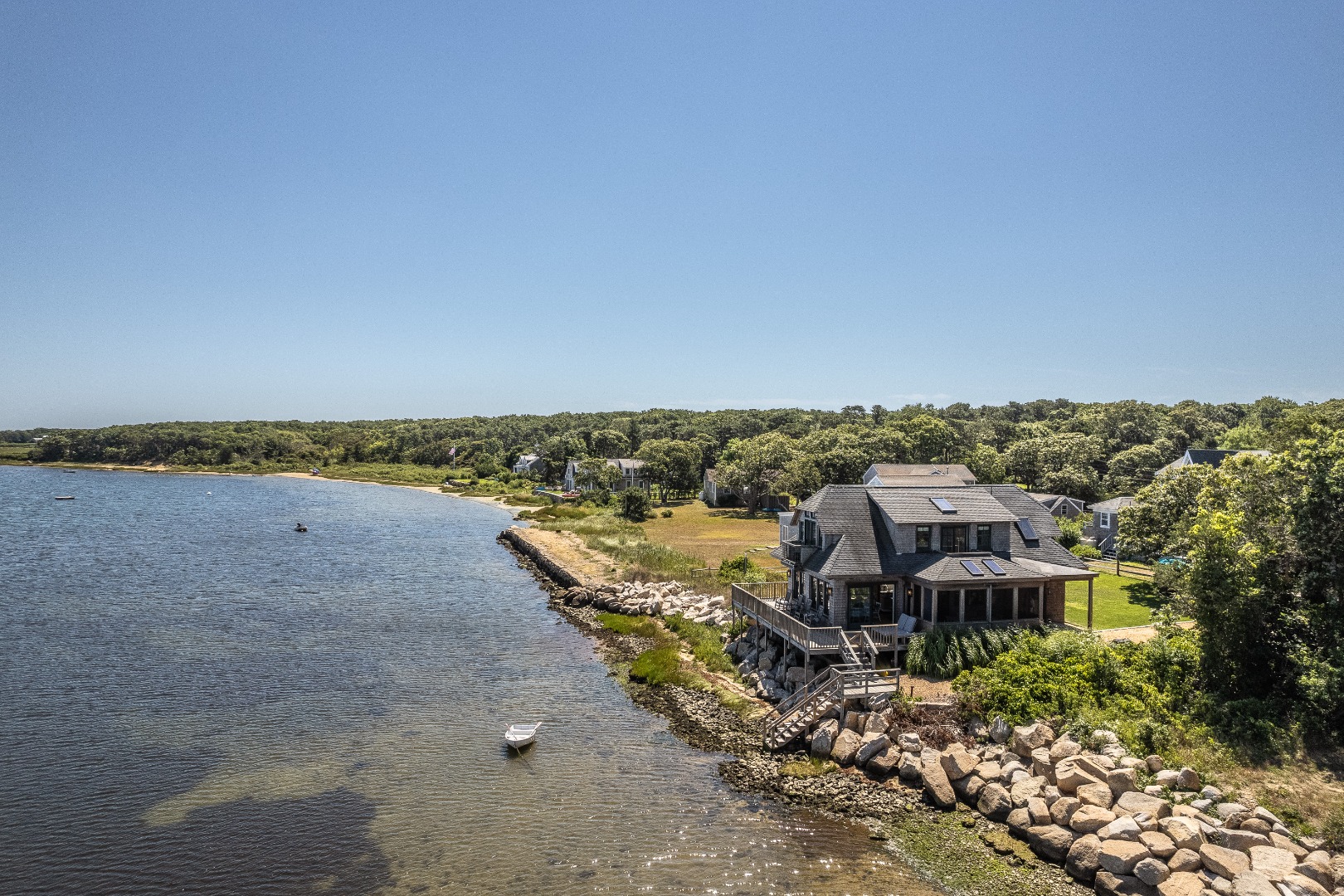 25 The Boulevard Edgartown, MA 02539 - Photo 3 of 40 an aerial view of a house with a lake view