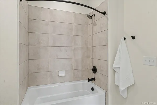 a bathroom with a bathtub