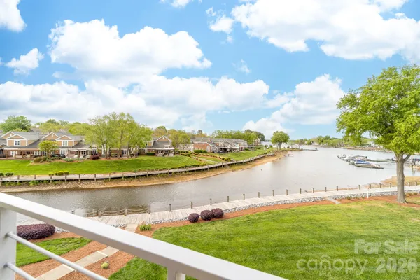 a view of a lake with a city view