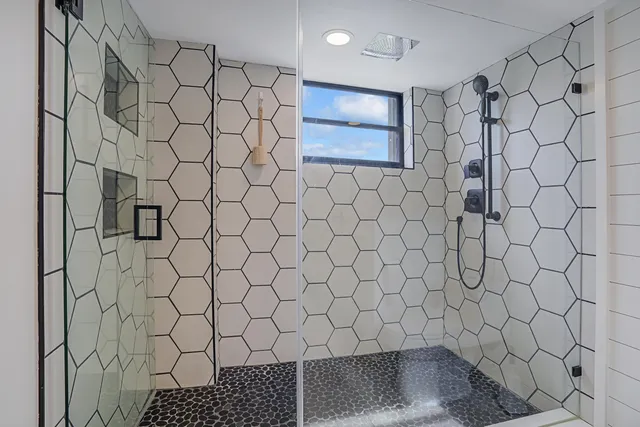 a bathroom with a shower