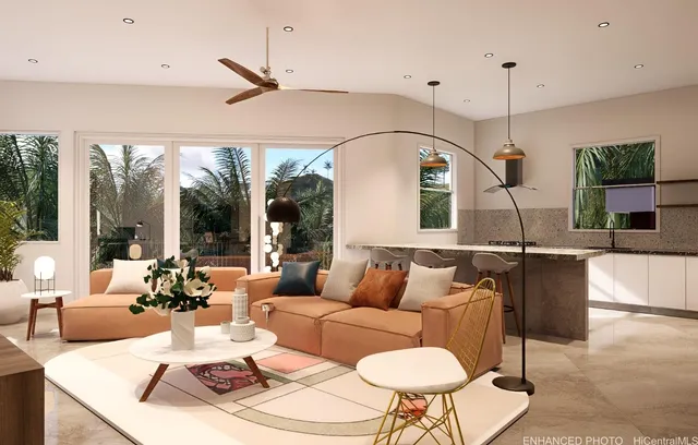 a view of a yard with plants