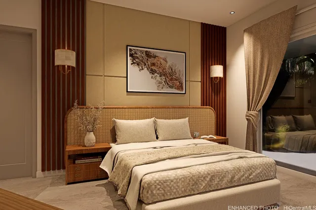 a view of a house with a mountain