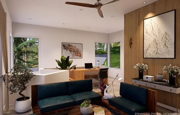 a view of a backyard with plants