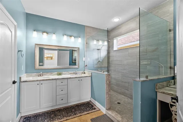 a bathroom with a shower