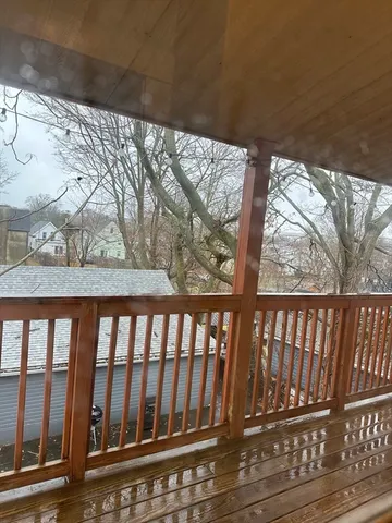a view of wooden balcony