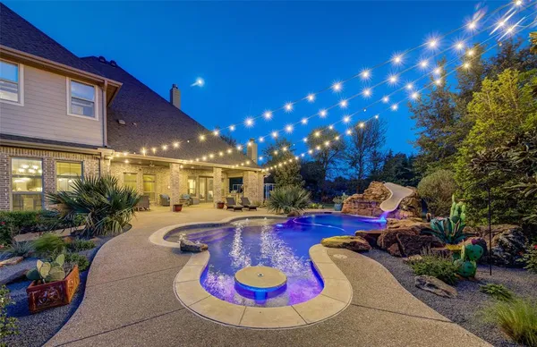 a view of a chairs and tables in patio