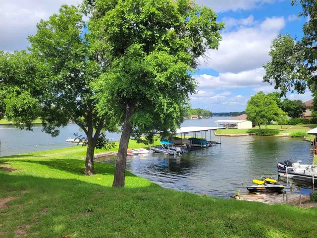 a view of a lake with houses