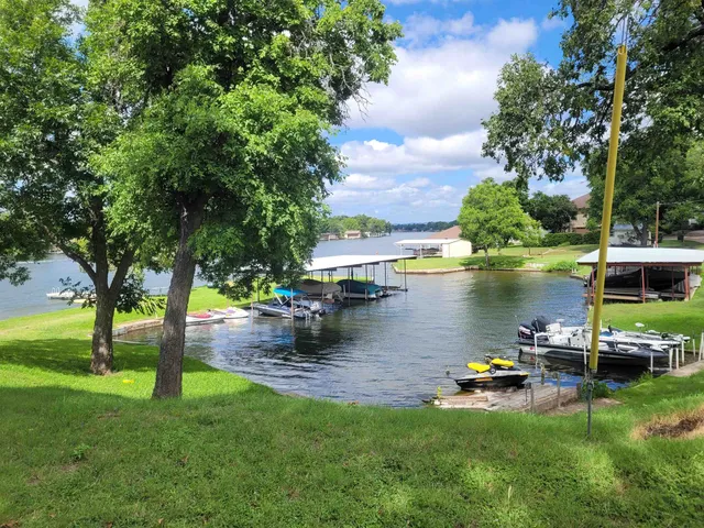 a view of a lake with houses