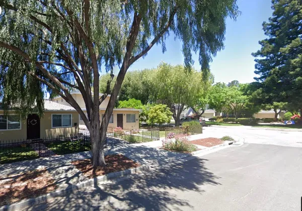 a view of a house with a tree in the yard