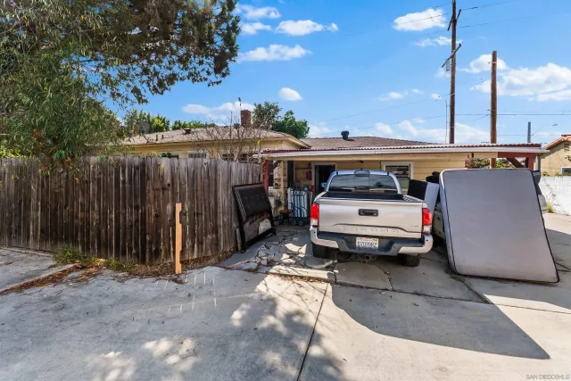a garden view with a seating space