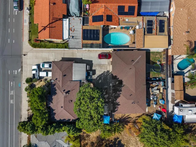 an aerial view of multiple house