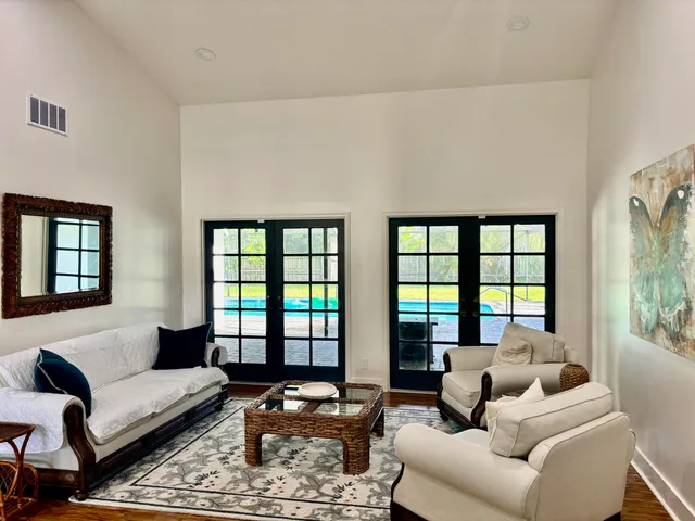 a living room with furniture