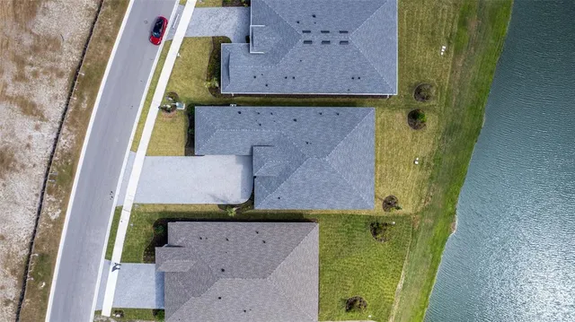 a view of a city with lawn chairs