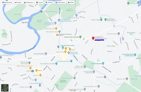 an aerial view of a swimming pool