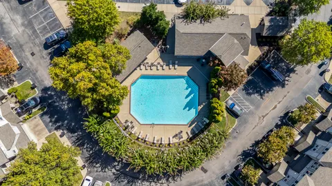 an aerial view of a house