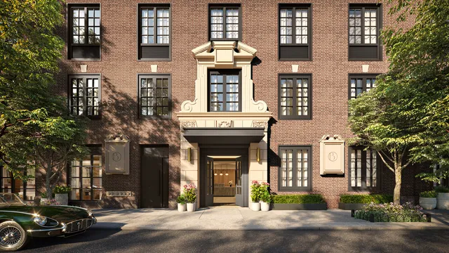 a view of a hallway with wooden shelves