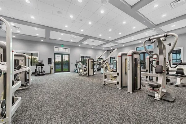 a view of a room with gym equipment