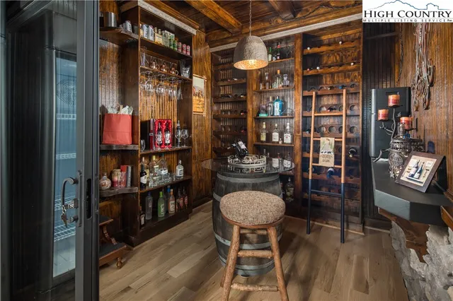 a room with wine cabinets