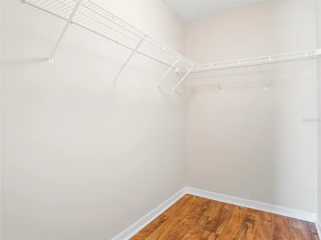 a view of a room with racks on the wall