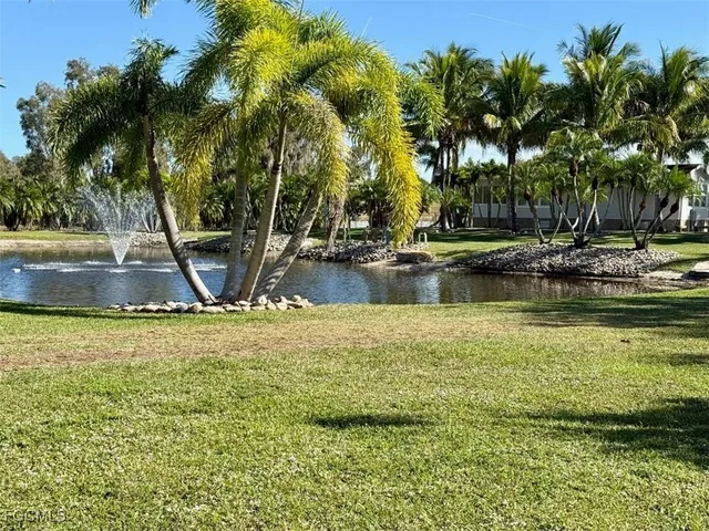 a view of a lake with outdoor space