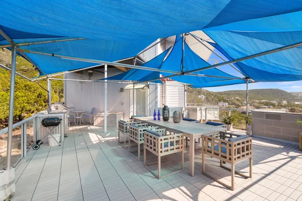 a outdoor view with a sitting space