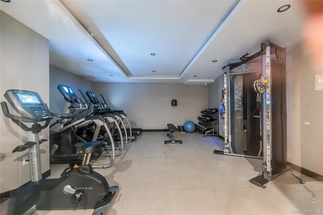 a view of a room with gym equipment