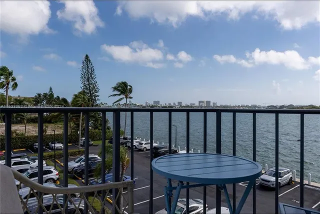 a view of a balcony dining area