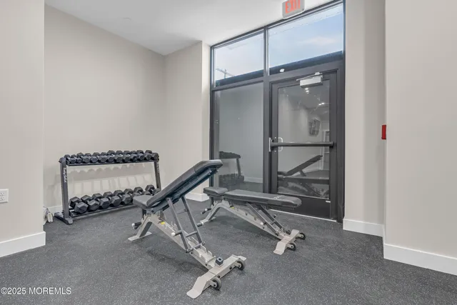 a view of a room with gym equipment