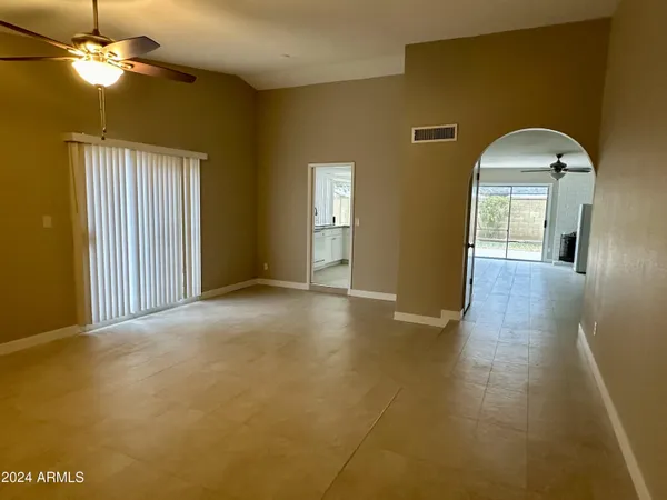 a view of a livingroom with a chandelier