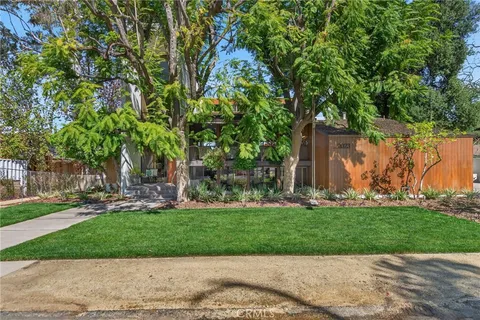 a view of garden with trees