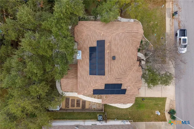 an aerial view of a house