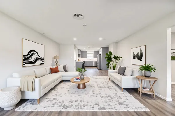 a living room with furniture