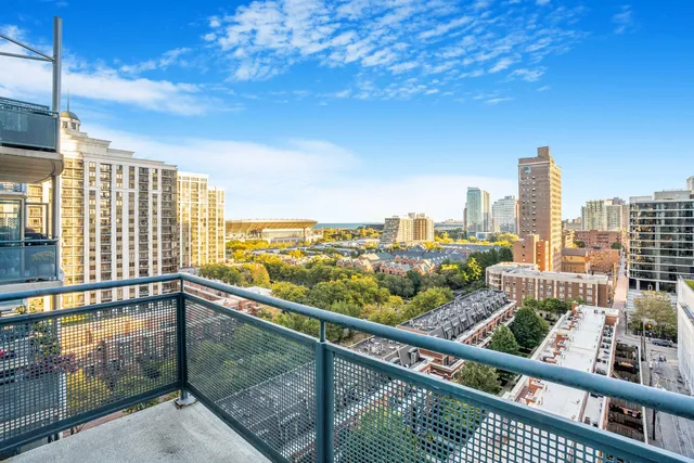 a view of a city from a balcony