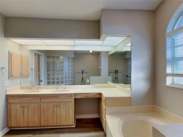 a bathroom with a sink and a bathtub