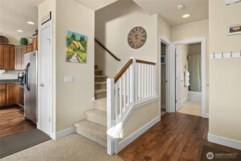 a view of entryway with stairs and furniture