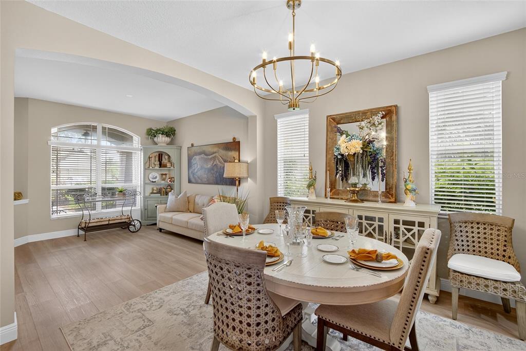 306 Hope Bay Loop Apollo Beach, FL 33572 - Photo 11 of 53 a view of a dining room with furniture wooden floor and chandelier