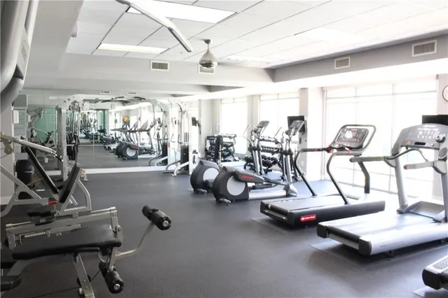 a view of a room with gym equipment