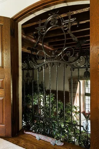 a building outdoor space with patio furniture