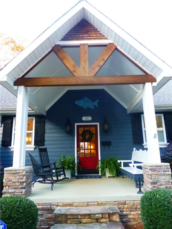 211 Rock Creek Road Anderson, SC 29625 - Photo 47 of 49 Charming covered front porch with cedar beams & st