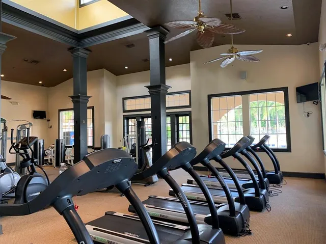 a view of a room with gym equipment