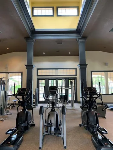 a view of a room with gym equipment